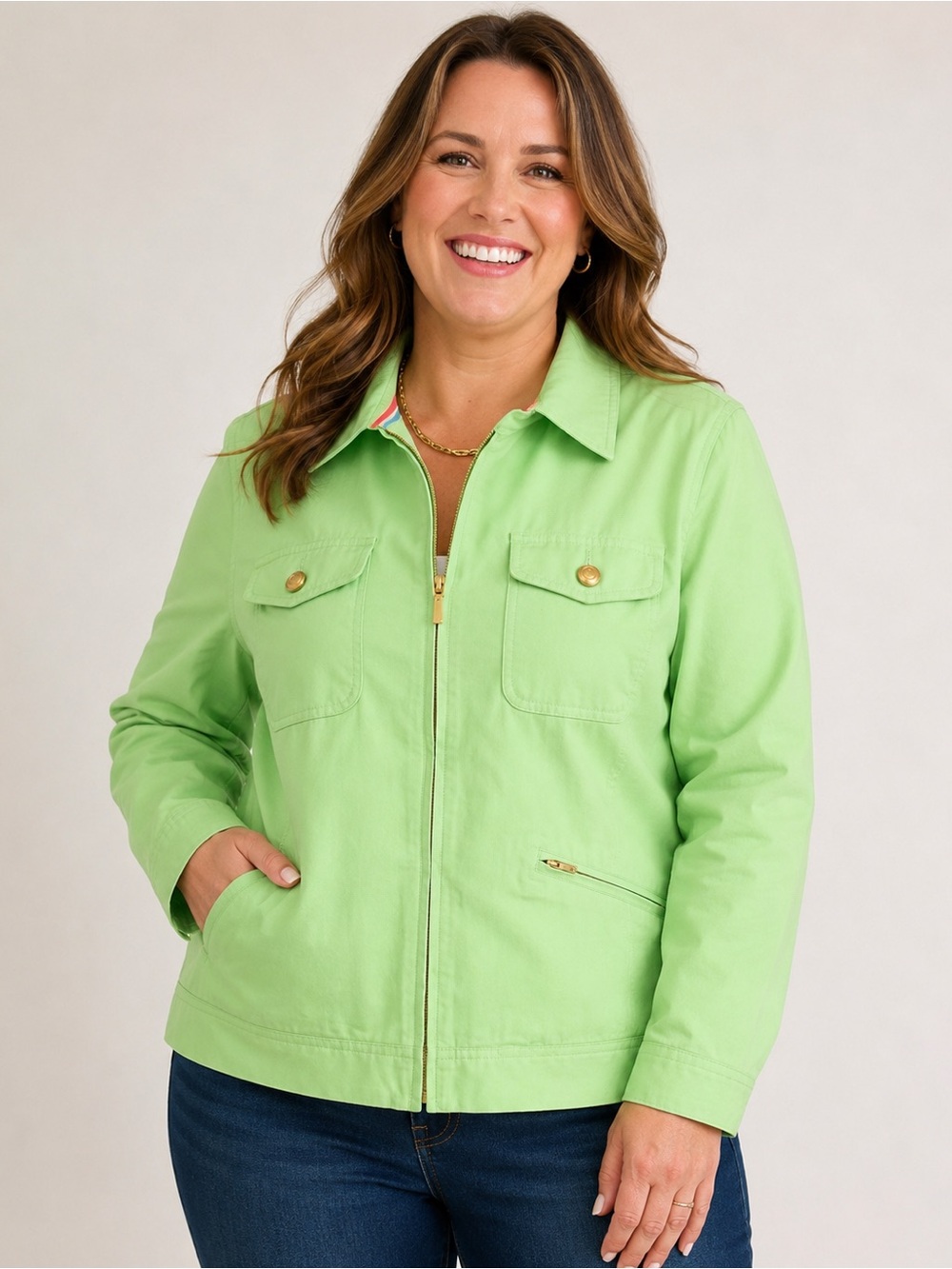 Lighthouse Apparel NWT Pale Lime Green Cotton Twill Jacket Preppy Coastal XL